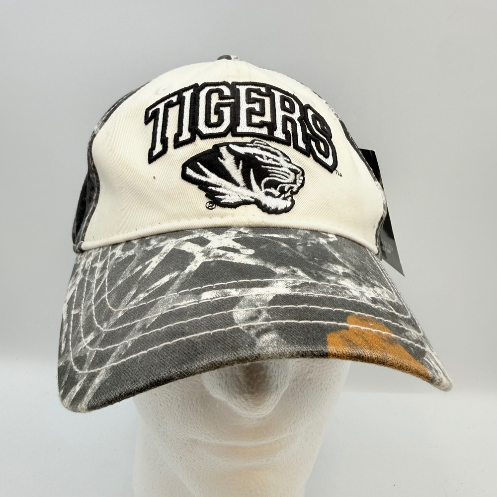 NCAA Tigers Baseball Cap Hat Camo Distressed Embroidered Adjustable Black White